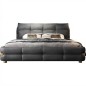 Lit design en cuir italien luxe VARESI avec sommier à lattes inclus, gris foncé Lit design en cuir italien luxe VARESI avec sommier à lattes inclus, gris foncé