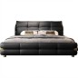 Lit design en cuir italien luxe VARESI avec sommier à lattes inclus, noir Lit design en cuir italien luxe VARESI avec sommier à lattes inclus, noir