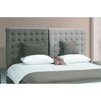 Lit en cuir italien de luxe DUO, gris clair et gris foncé avec 2 chevets ILMA, 140x190
