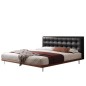 Lit design en cuir italien luxe LIVINO avec sommier à lattes inclus, noir Lit design en cuir italien luxe LIVINO avec sommier à lattes inclus, noir