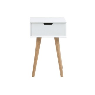Chevet design actuel, bois blanc et chêne, MISKA