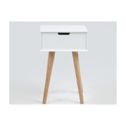 Chevet design actuel, bois blanc et chêne, MISKA