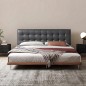 Lit design en cuir italien luxe LIVINO avec sommier à lattes inclus, gris foncé Lit design en cuir italien luxe LIVINO avec sommier à lattes inclus, gris foncé