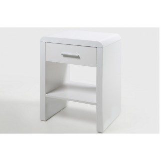 Chevet blanc laqué brillant, design actuel, SULLY