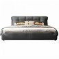 Lit design en cuir italien luxe VENESO avec sommier à lattes inclus, gris foncé