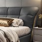 Lit design en cuir italien luxe VENESO avec sommier à lattes inclus, gris foncé