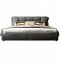 Lit design en cuir italien luxe VENESO avec sommier à lattes inclus, gris foncé