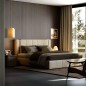 Lit design en cuir italien luxe PALACE avec sommier à lattes inclus, beige Lit design en cuir italien luxe PALACE avec sommier à lattes inclus, beige