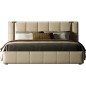 Lit design en cuir italien luxe PALACE avec sommier à lattes inclus, beige Lit design en cuir italien luxe PALACE avec sommier à lattes inclus, beige