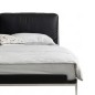 Lit design en cuir italien luxe ELIXO avec sommier à lattes inclus, noir