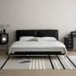 Lit design en cuir italien luxe ELIXO avec sommier à lattes inclus, noir