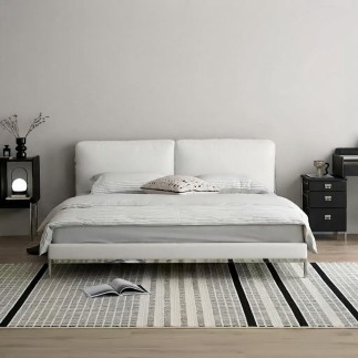 Lit design en cuir italien luxe ELIXO avec sommier à lattes inclus, blanc