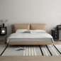Lit design en cuir italien luxe ELIXO avec sommier à lattes inclus, beige