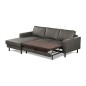 Canapé d'angle convertible cuir italien luxe gris foncé 4 places, ALAN, coffre, angle gauche Canapé d'angle convertible cuir italien luxe gris foncé 4 places, ALAN, coffre, angle gauche