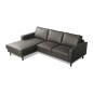 Canapé d'angle convertible cuir italien luxe gris foncé 4 places, ALAN, coffre, angle gauche Canapé d'angle convertible cuir italien luxe gris foncé 4 places, ALAN, coffre, angle gauche
