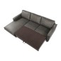 Canapé d'angle convertible cuir italien luxe gris foncé 4 places, ALAN, coffre, angle gauche Canapé d'angle convertible cuir italien luxe gris foncé 4 places, ALAN, coffre, angle gauche
