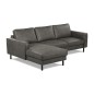 Canapé d'angle convertible cuir italien luxe gris foncé 4 places, ALAN, coffre, angle gauche Canapé d'angle convertible cuir italien luxe gris foncé 4 places, ALAN, coffre, angle gauche