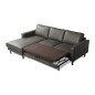 Canapé d'angle convertible cuir italien luxe gris foncé 4 places, ALAN, coffre, angle gauche Canapé d'angle convertible cuir italien luxe gris foncé 4 places, ALAN, coffre, angle gauche