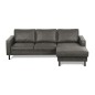 Canapé d'angle convertible cuir italien luxe gris foncé 4 places, ALAN, coffre, angle droit Canapé d'angle convertible cuir italien luxe gris foncé 4 places, ALAN, coffre, angle droit
