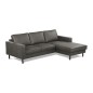 Canapé d'angle convertible cuir italien luxe gris foncé 4 places, ALAN, coffre, angle droit Canapé d'angle convertible cuir italien luxe gris foncé 4 places, ALAN, coffre, angle droit