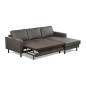 Canapé d'angle convertible cuir italien luxe gris foncé 4 places, ALAN, coffre, angle droit Canapé d'angle convertible cuir italien luxe gris foncé 4 places, ALAN, coffre, angle droit