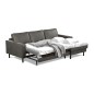 Canapé d'angle convertible cuir italien luxe gris foncé 4 places, ALAN, coffre, angle droit Canapé d'angle convertible cuir italien luxe gris foncé 4 places, ALAN, coffre, angle droit