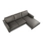 Canapé d'angle convertible cuir italien luxe gris foncé 4 places, ALAN, coffre, angle droit Canapé d'angle convertible cuir italien luxe gris foncé 4 places, ALAN, coffre, angle droit