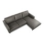 Canapé d'angle convertible cuir italien luxe gris foncé 4 places, ALAN, coffre, angle droit Canapé d'angle convertible cuir italien luxe gris foncé 4 places, ALAN, coffre, angle droit