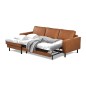 Canapé d'angle convertible cuir italien luxe cognac 4 places, ALAN, coffre, angle gauche Canapé d'angle convertible cuir italien luxe cognac 4 places, ALAN, coffre, angle gauche