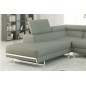 - Canapé d'angle en cuir italien 5/6 places VARGA, gris clair pastel, angle gauche - Canapé d'angle en cuir italien 5/6 places VARGA, gris clair pastel, angle gauche