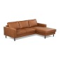 Canapé d'angle convertible cuir italien luxe cognac 4 places, ALAN, coffre, angle droit Canapé d'angle convertible cuir italien luxe cognac 4 places, ALAN, coffre, angle droit