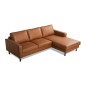 Canapé d'angle convertible cuir italien luxe cognac 4 places, ALAN, coffre, angle droit Canapé d'angle convertible cuir italien luxe cognac 4 places, ALAN, coffre, angle droit