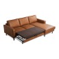 Canapé d'angle convertible cuir italien luxe cognac 4 places, ALAN, coffre, angle droit Canapé d'angle convertible cuir italien luxe cognac 4 places, ALAN, coffre, angle droit