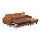 Canapé d'angle convertible cuir italien luxe cognac 4 places, ALAN, coffre, angle droit Canapé d'angle convertible cuir italien luxe cognac 4 places, ALAN, coffre, angle droit
