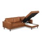 Canapé d'angle convertible cuir italien luxe cognac 4 places, ALAN, coffre, angle droit Canapé d'angle convertible cuir italien luxe cognac 4 places, ALAN, coffre, angle droit