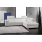 Canapé d'angle en cuir italien 5 places HELIOS, blanc, angle droit