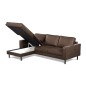 Canapé d'angle convertible cuir italien luxe chocolat 4 places, ALAN, coffre, angle gauche Canapé d'angle convertible cuir italien luxe chocolat 4 places, ALAN, coffre, angle gauche