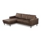 Canapé d'angle convertible cuir italien luxe chocolat 4 places, ALAN, coffre, angle gauche Canapé d'angle convertible cuir italien luxe chocolat 4 places, ALAN, coffre, angle gauche
