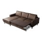 Canapé d'angle convertible cuir italien luxe chocolat 4 places, ALAN, coffre, angle gauche Canapé d'angle convertible cuir italien luxe chocolat 4 places, ALAN, coffre, angle gauche