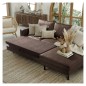 Canapé d'angle convertible cuir italien luxe chocolat 4 places, ALAN, coffre, angle droit Canapé d'angle convertible cuir italien luxe chocolat 4 places, ALAN, coffre, angle droit