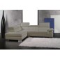 Canapé d'angle en cuir italien 5 places HELIOS, gris clair, angle gauche Canapé d'angle en cuir italien 5 places HELIOS, gris clair, angle gauche