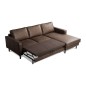Canapé d'angle convertible cuir italien luxe chocolat 4 places, ALAN, coffre, angle droit Canapé d'angle convertible cuir italien luxe chocolat 4 places, ALAN, coffre, angle droit