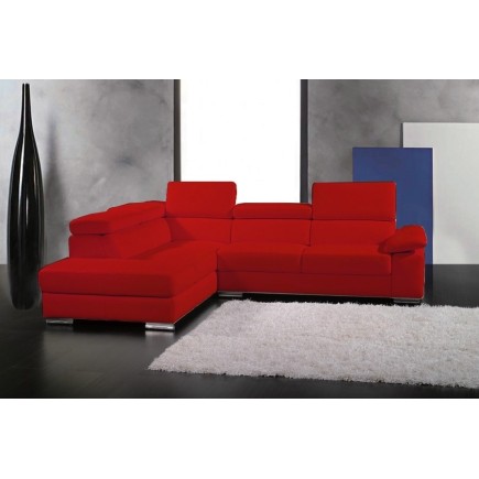 Canapé d'angle en cuir italien 5 places HELIOS, rouge
