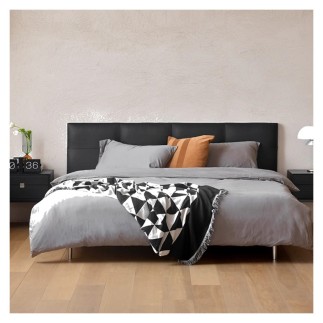 Lit design en cuir italien luxe DRIMO avec sommier à lattes inclus, noir