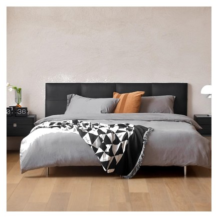 Lit design en cuir italien luxe DRIMO avec sommier à lattes inclus, noir