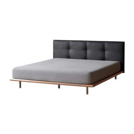 lit en cuir  Lit frêne 140 à 180 cm, tête de lit noire matelassée | Mobilier Privé