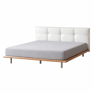 lit en cuir  Lit frêne 140 à 180 cm, tête de lit noire matelassée | Mobilier Privé