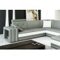 Canapé d'angle en cuir italien 8 places BENTLEY, gris clair et blanc, angle gauche