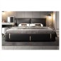 Lit design en cuir italien luxe VARISTO avec sommier à lattes inclus, noir