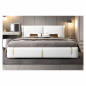 Lit design en cuir italien luxe VARISTO avec sommier à lattes inclus, blanc